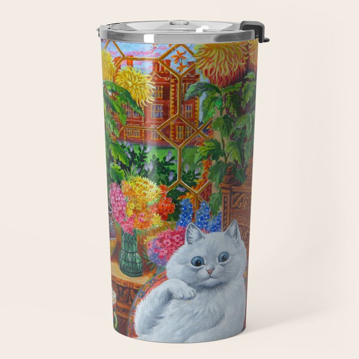 'Master of Cat College' Vintage Cat Art by Louis Wain Travel Mug Gallery Image 2