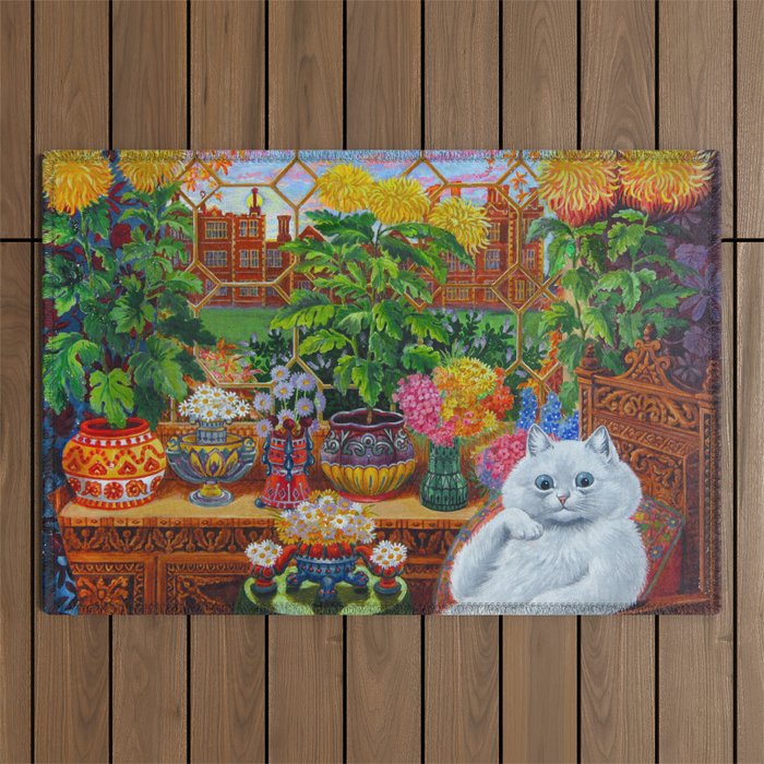 'Master of Cat College' Vintage Cat Art by Louis Wain Outdoor Rug Gallery Image 1
