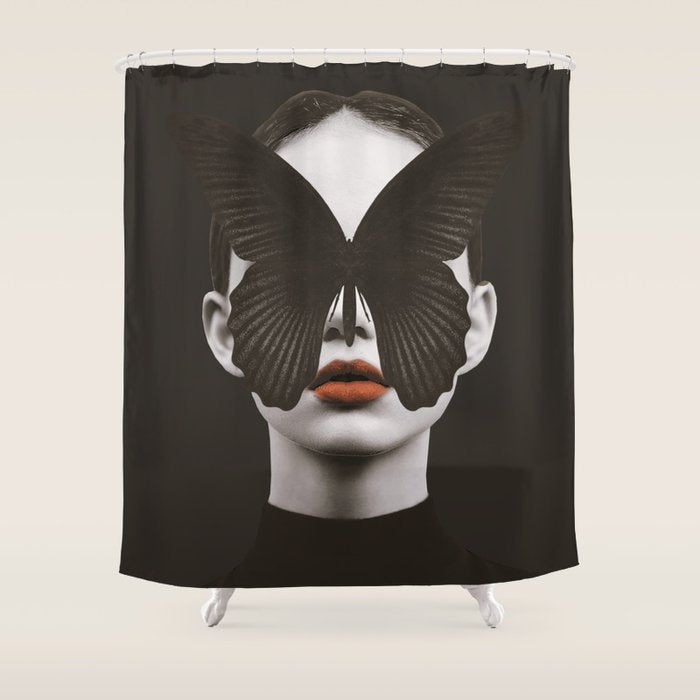 BLACK BUTTERFLY 3 Shower Curtain Gallery Image 1