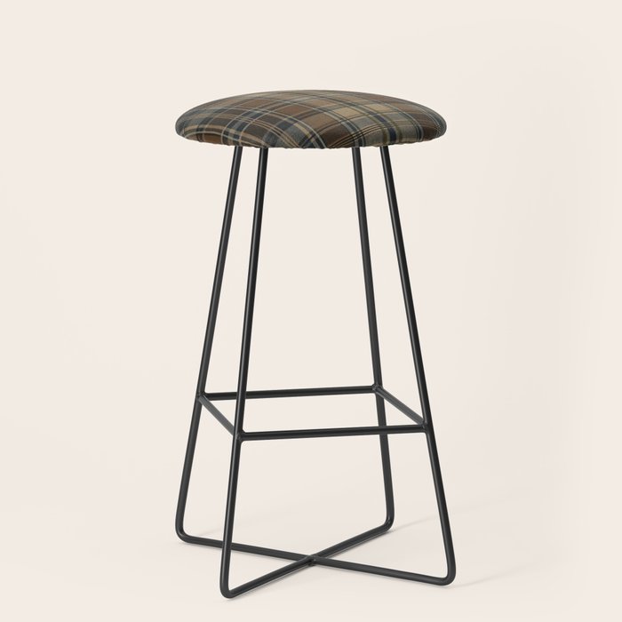 Classical Beige Brown Tartan Plaid Pattern Stool Gallery Image 1