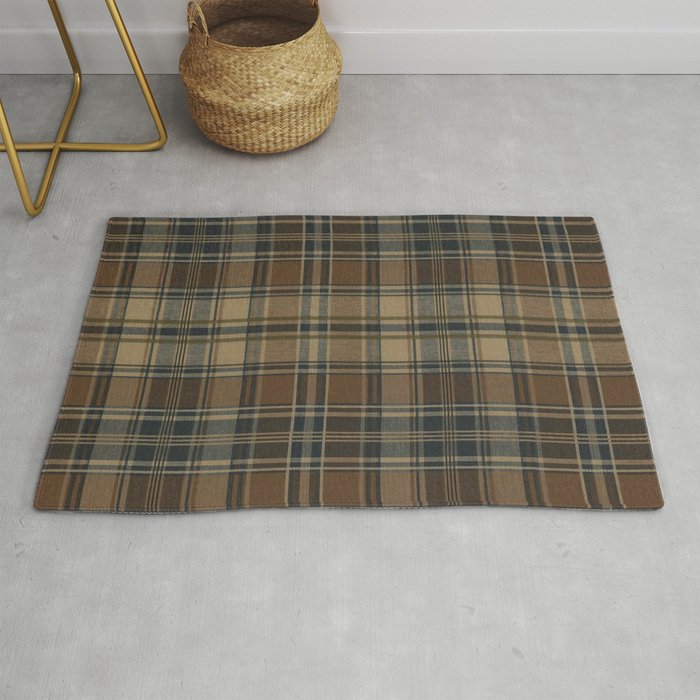Classical Beige Brown Tartan Plaid Pattern Rug Gallery Image 1