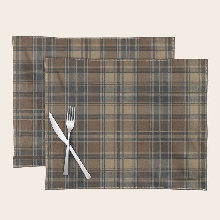 Classical Beige Brown Tartan Plaid Pattern Placemat Gallery Image 1