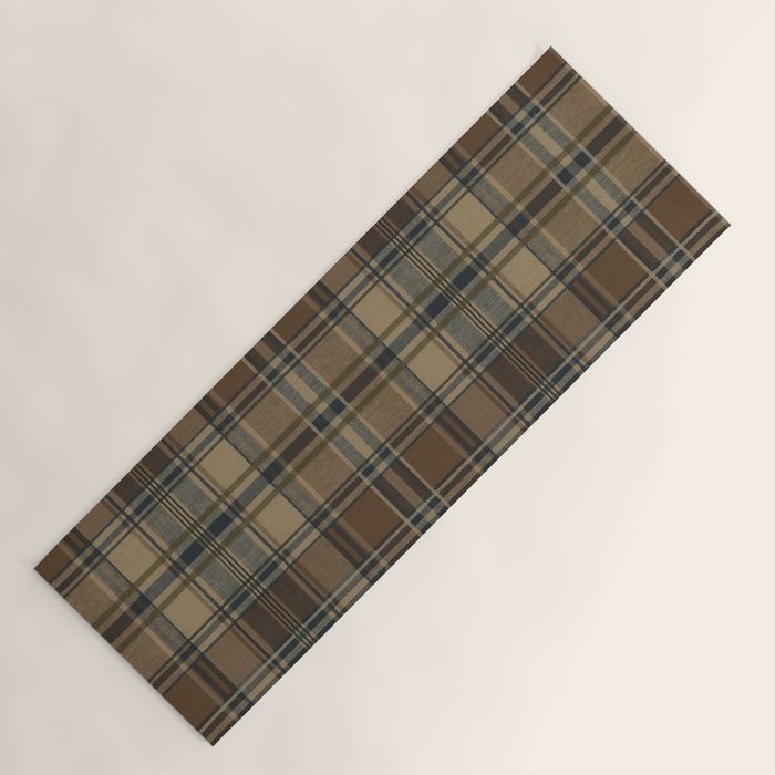 Classical Beige Brown Tartan Plaid Pattern Yoga Mat Gallery Image 1