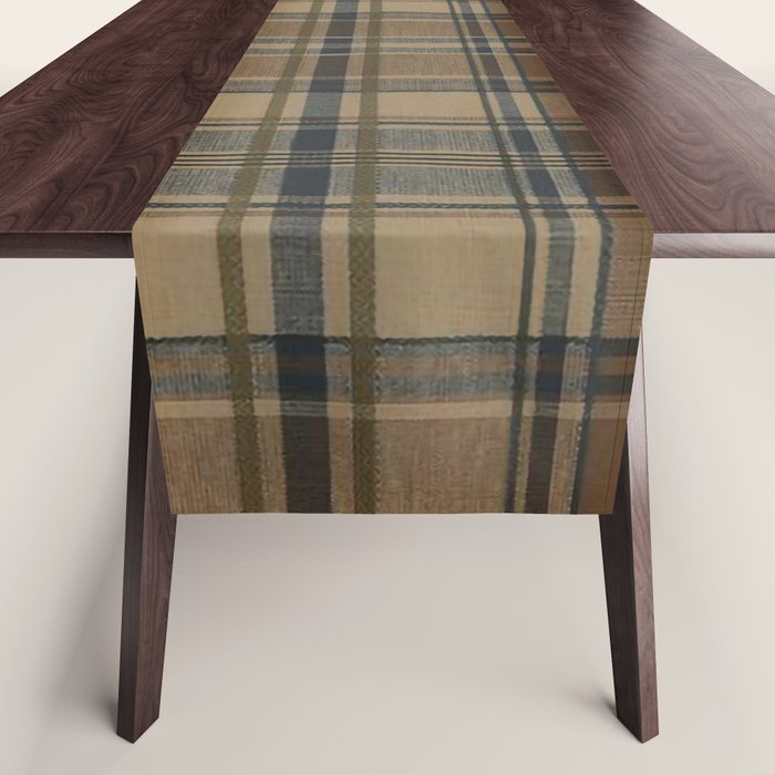 Classical Beige Brown Tartan Plaid Pattern Table Runner Gallery Image 1