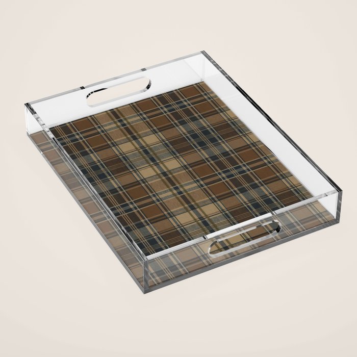 Classical Beige Brown Tartan Plaid Pattern Acrylic Tray Gallery Image 1