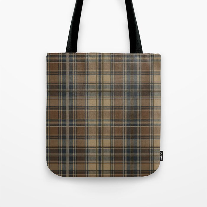 Classical Beige Brown Tartan Plaid Pattern Tote Bag Gallery Image 1