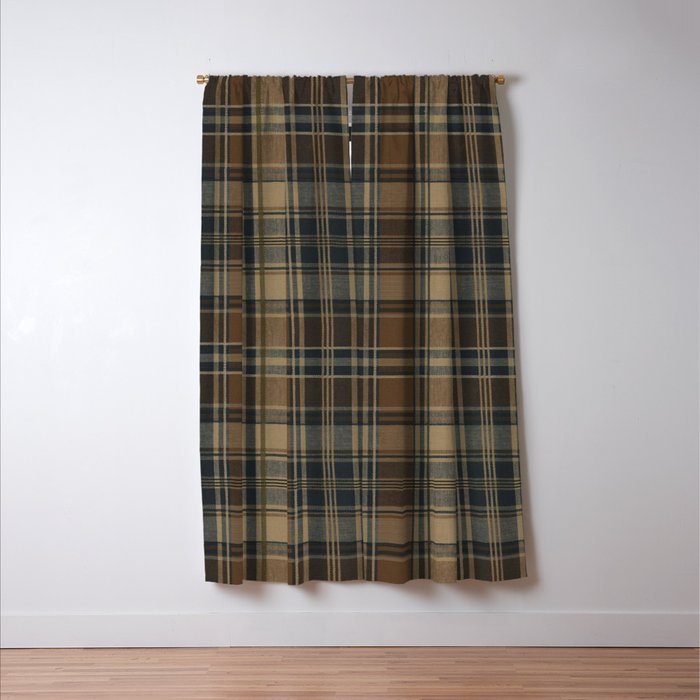 Classical Beige Brown Tartan Plaid Pattern Window Curtain Gallery Image 3