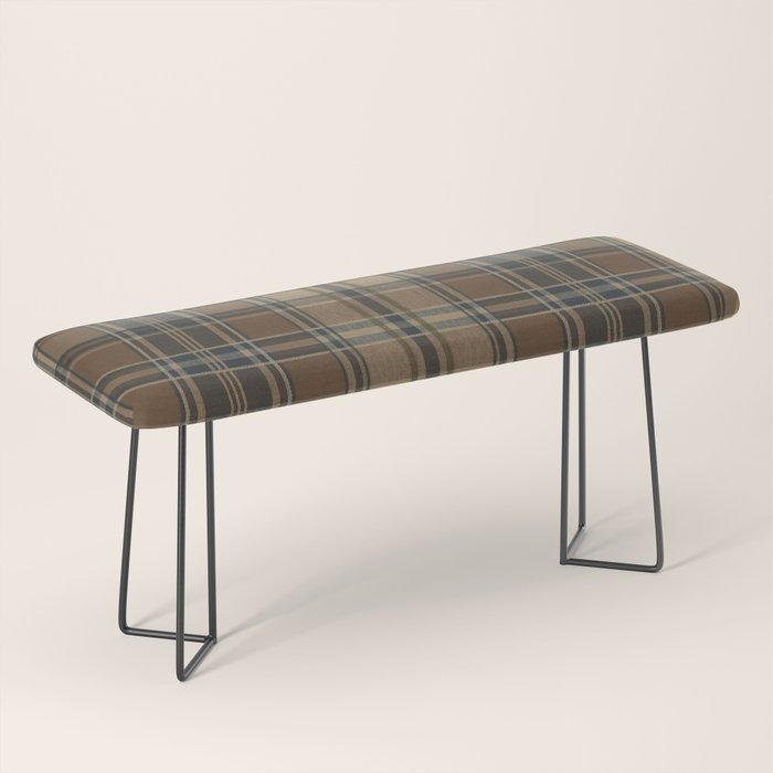 Classical Beige Brown Tartan Plaid Pattern Bench Gallery Image 1