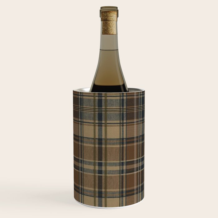 Classical Beige Brown Tartan Plaid Pattern Wine Chiller Gallery Image 1
