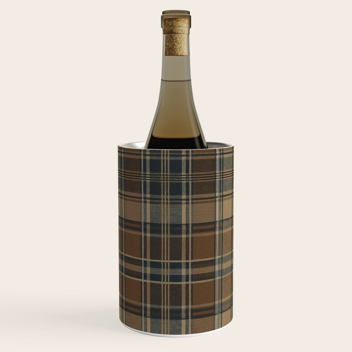 Classical Beige Brown Tartan Plaid Pattern Wine Chiller Gallery Image 3
