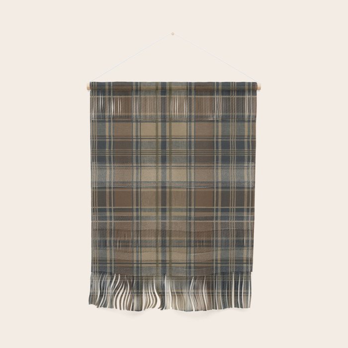 Classical Beige Brown Tartan Plaid Pattern Wall Hanging Gallery Image 1