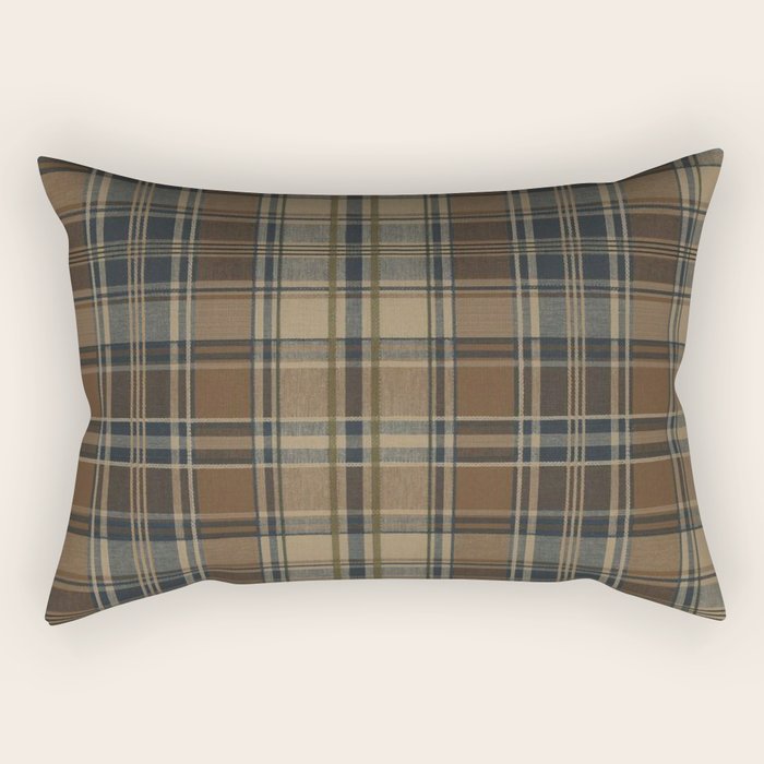 Classical Beige Brown Tartan Plaid Pattern Rectangular Pillow Gallery Image 2