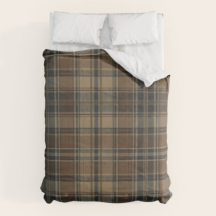 Classical Beige Brown Tartan Plaid Pattern Comforter Gallery Image 1