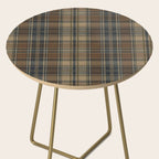 Classical Beige Brown Tartan Plaid Pattern Side Table Gallery Image 2
