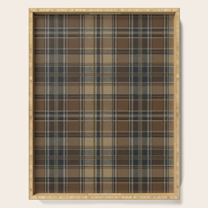 Classical Beige Brown Tartan Plaid Pattern Serving Tray Gallery Image 1