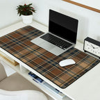Classical Beige Brown Tartan Plaid Pattern Desk Mat Gallery Image 2