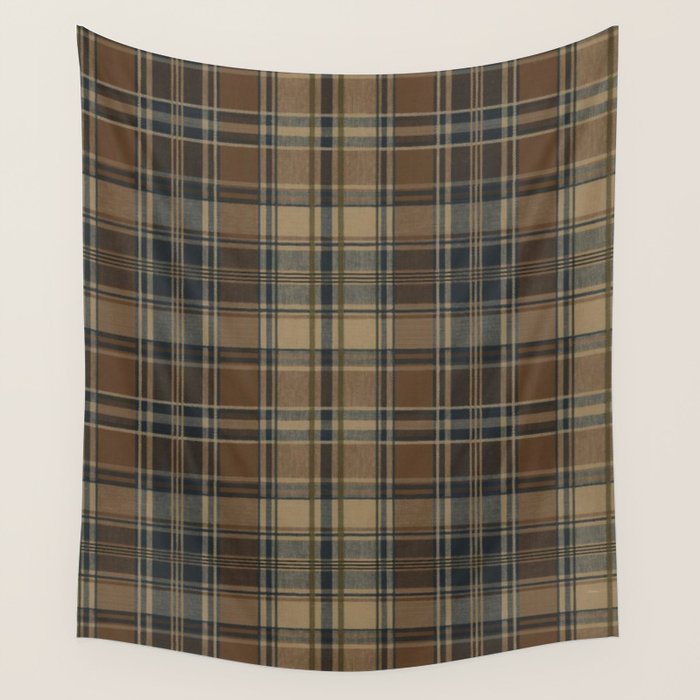 Classical Beige Brown Tartan Plaid Pattern Wall Tapestry Gallery Image 4