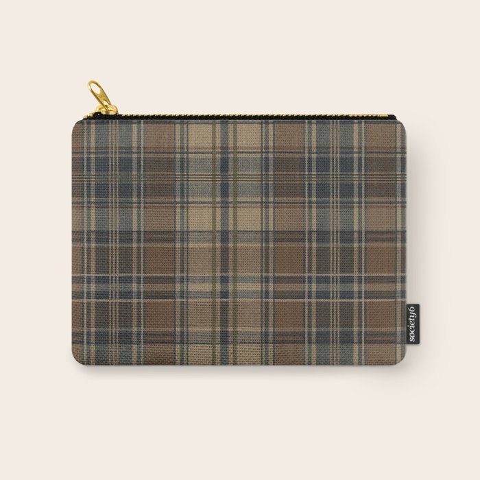 Classical Beige Brown Tartan Plaid Pattern Carry All Pouch Gallery Image 1