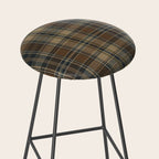 Classical Beige Brown Tartan Plaid Pattern Stool Gallery Image 2