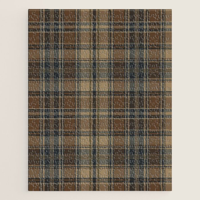 Classical Beige Brown Tartan Plaid Pattern Jigsaw Puzzle Gallery Image 1
