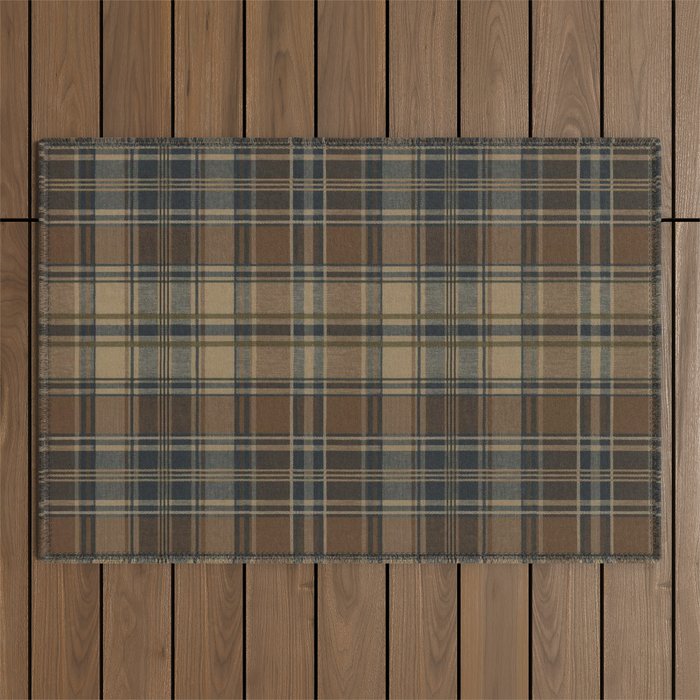 Classical Beige Brown Tartan Plaid Pattern Outdoor Rug Gallery Image 1