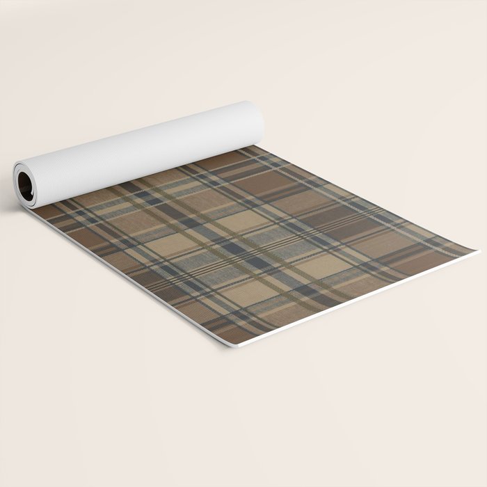 Classical Beige Brown Tartan Plaid Pattern Yoga Mat Gallery Image 2