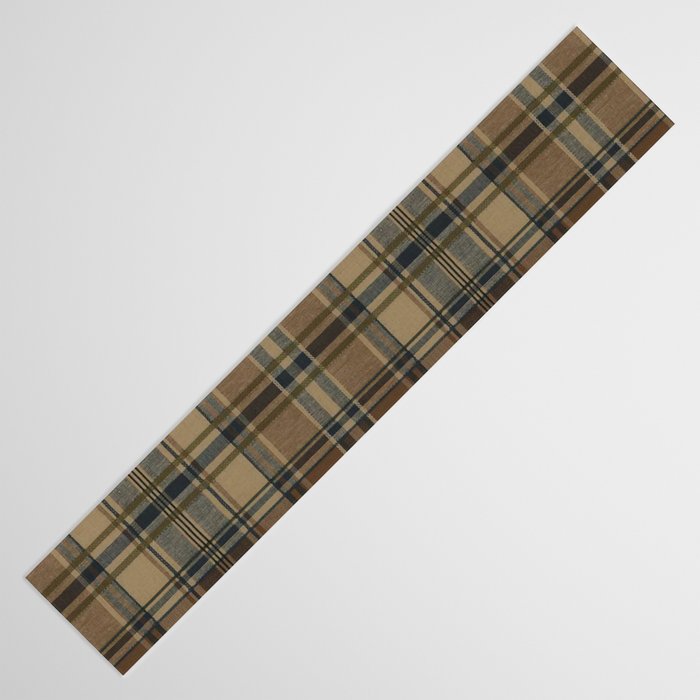 Classical Beige Brown Tartan Plaid Pattern Table Runner Gallery Image 3