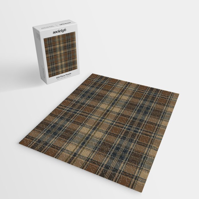 Classical Beige Brown Tartan Plaid Pattern Jigsaw Puzzle Gallery Image 2