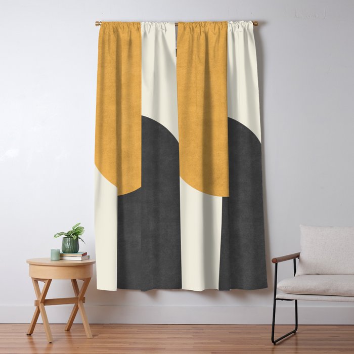 Halfmoon Colorblock - Gold Charcoal Window Curtain Gallery Image 5