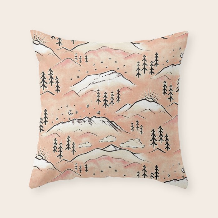 Monte Vista - peach Throw Pillow Gallery Image 6