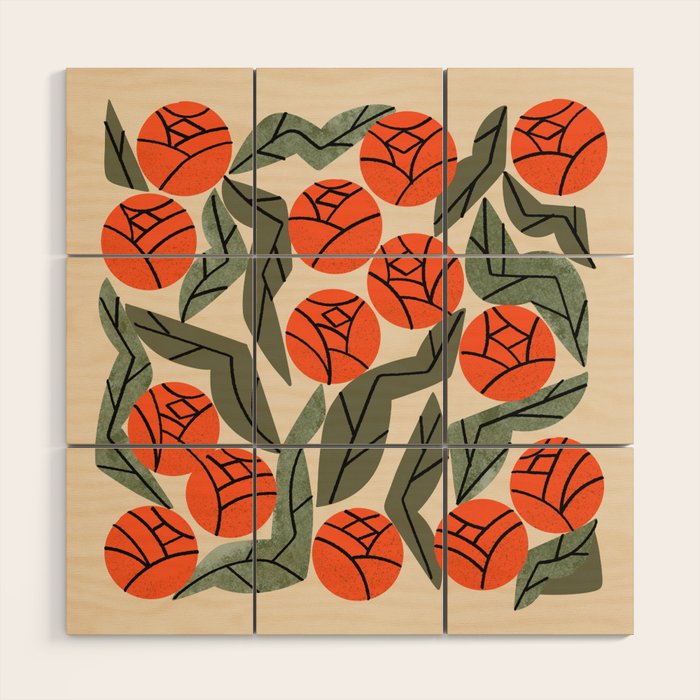 Hot Orange Blooms Wood Wall Art Gallery Image 1