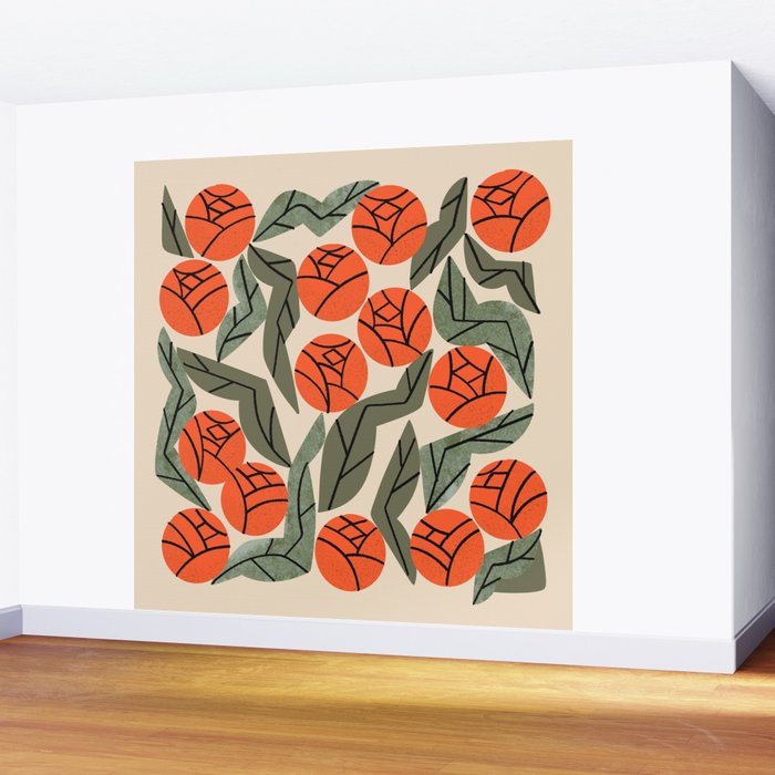 Hot Orange Blooms Wall Mural Gallery Image 2