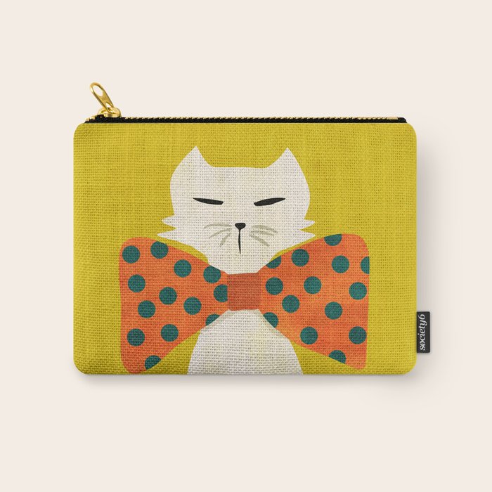 Cat with incredebly oversized humongous bowtie Carry All Pouch Gallery Image 1