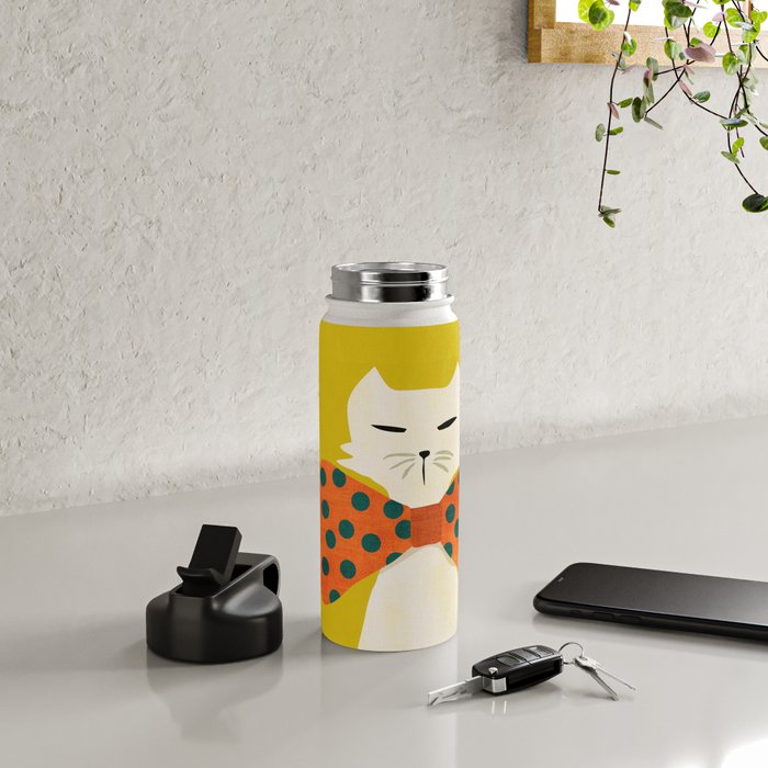 Cat with incredebly oversized humongous bowtie Water Bottle Gallery Image 5