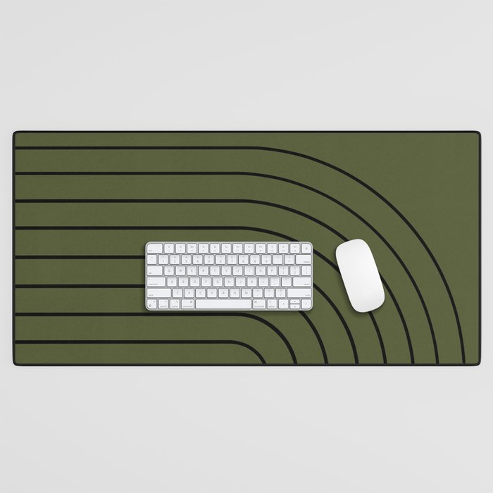 Minimal Arch XII Dark Green Modern Geometric Lines Desk Mat Gallery Image 1