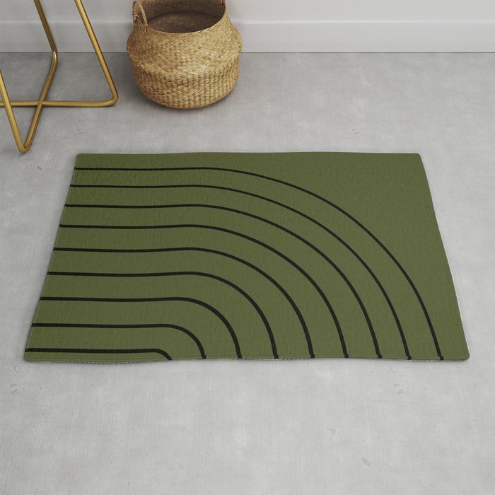 Minimal Arch XII Dark Green Modern Geometric Lines Rug Gallery Image 1