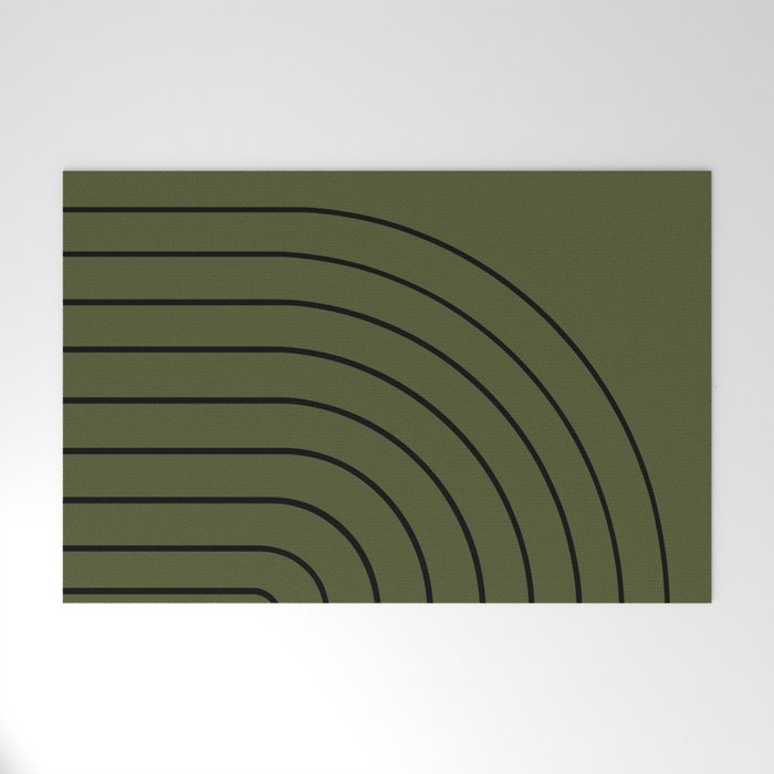 Minimal Arch XII Dark Green Modern Geometric Lines Welcome Mat Gallery Image 1