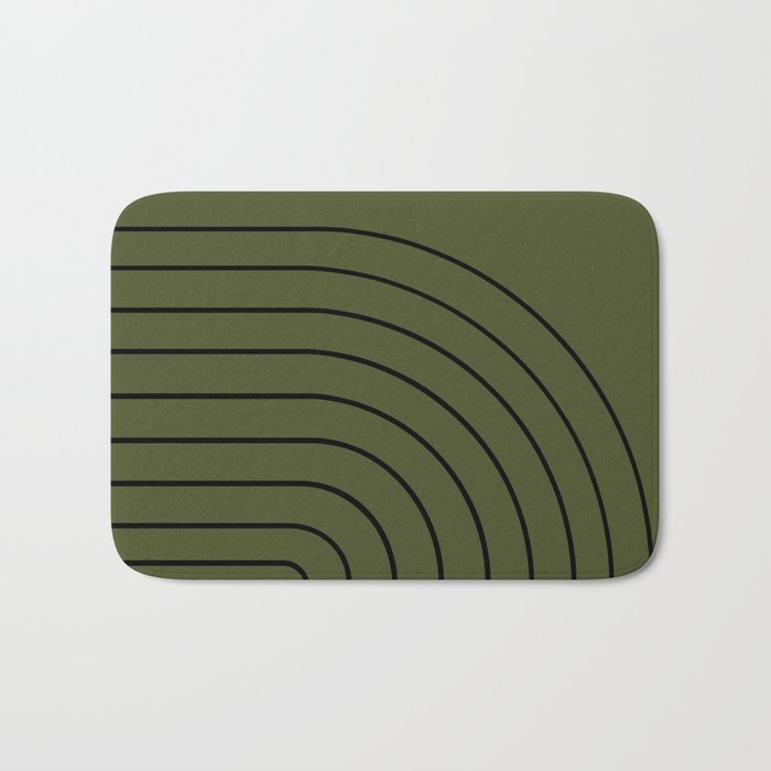 Minimal Arch XII Dark Green Modern Geometric Lines Bath Mat Gallery Image 1