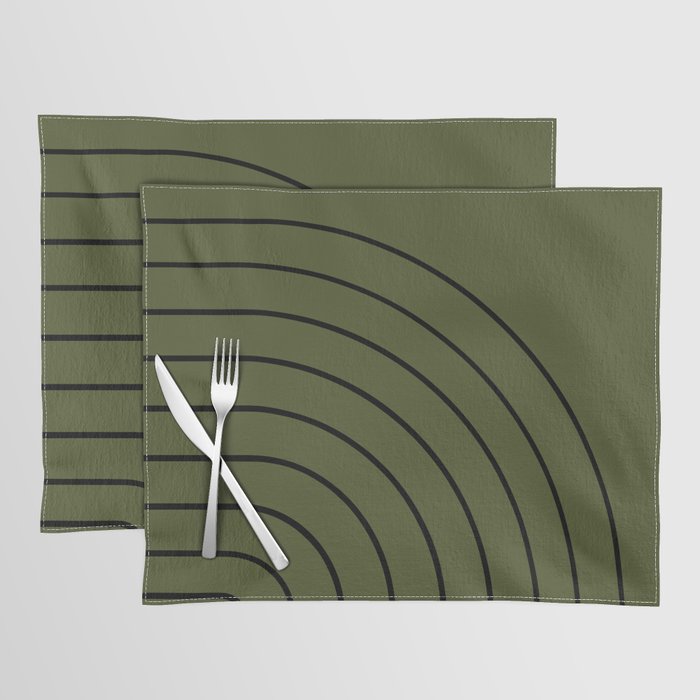 Minimal Arch XII Dark Green Modern Geometric Lines Placemat Gallery Image 1
