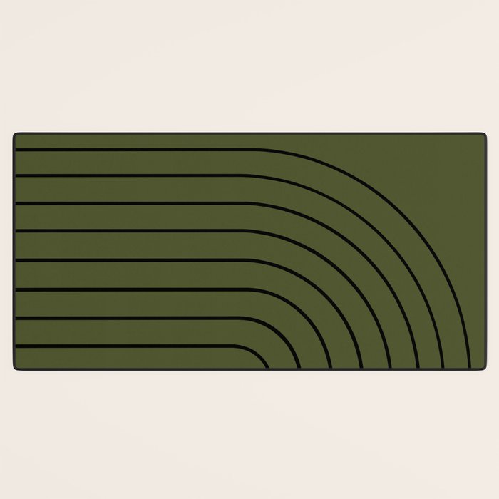 Minimal Arch XII Dark Green Modern Geometric Lines Desk Mat Gallery Image 3