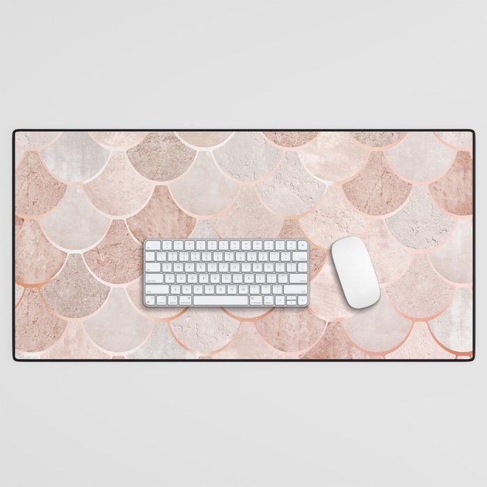 Mermaid Pattern, Pink Aesthetic Desk Mat Gallery Image 1