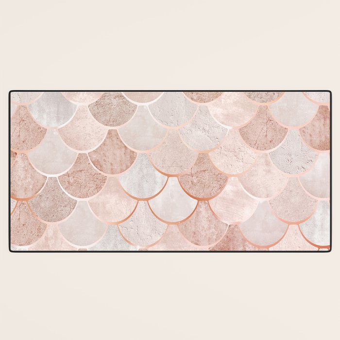 Mermaid Pattern, Pink Aesthetic Desk Mat Gallery Image 3