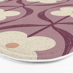 Violet Retro Flowers Vintage Daisy Floral Geometric Bath Mat Gallery Image 3