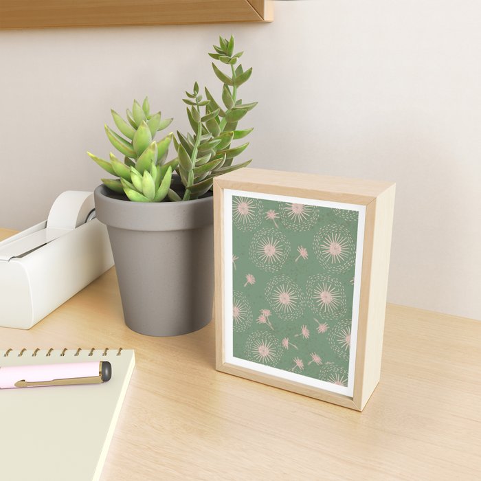 Make A Wish Dandelion Pattern in Sage Green & Peach Mini Art Print Gallery Image 2
