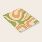 Retro Modern Liquid Swirl Abstract Pattern in Avocado Green, Orange, and Beige Notebook Gallery Image 2