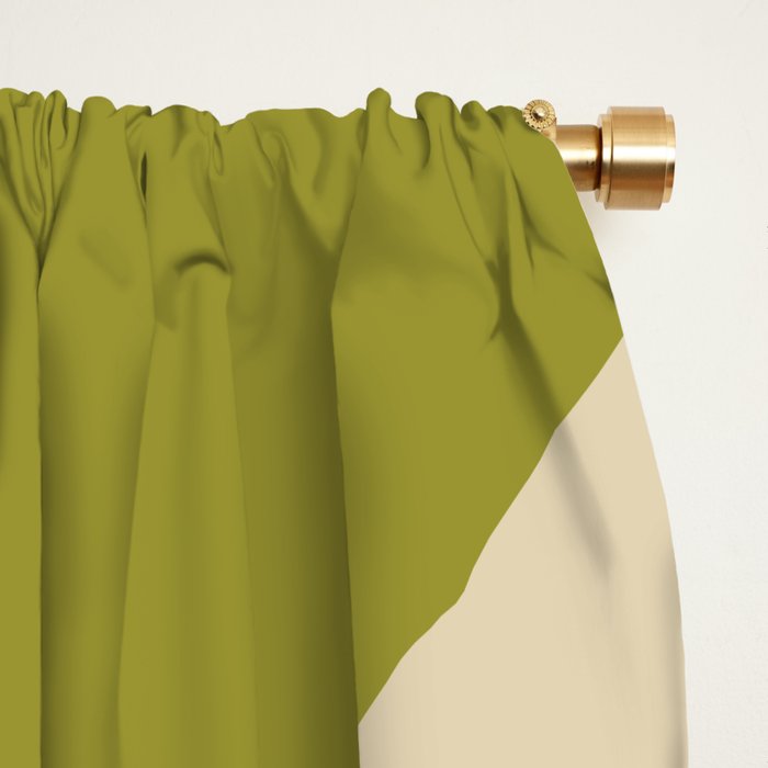 Retro Modern Liquid Swirl Abstract Pattern in Avocado Green, Orange, and Beige Window Curtain Gallery Image 2