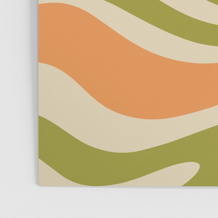 Retro Modern Liquid Swirl Abstract Pattern in Avocado Green, Orange, and Beige Poster Gallery Image 3