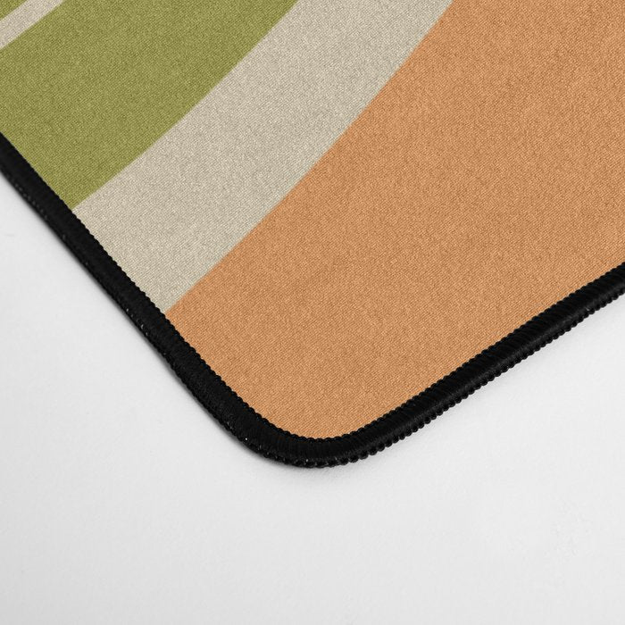 Retro Modern Liquid Swirl Abstract Pattern in Avocado Green, Orange, and Beige Desk Mat Gallery Image 4