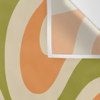 Retro Modern Liquid Swirl Abstract Pattern in Avocado Green, Orange, and Beige Wall Tapestry Gallery Image 3