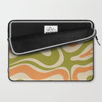 Retro Modern Liquid Swirl Abstract Pattern in Avocado Green, Orange, and Beige Laptop Sleeve Gallery Image 2